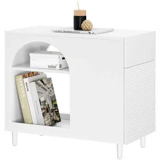 SoBuy Druckertisch Weiß , Holzwerkstoff , 35x60x70 cm , Wohnzimmer, Wohnzimmertische, Beistelltische