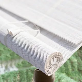 Weiß Bambus Raffrollo Wanddekoration Handgewebt Bambusrollos Jalousien | für Küche Fenster Sonnenschutz und Sichtschutz Rollo Für Balkon Schlafzimmer Gartenlauben