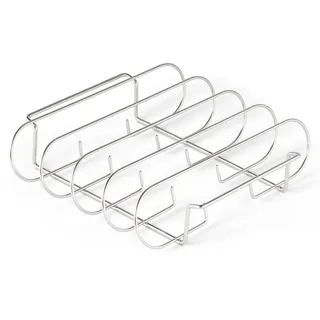 Amazon Basics Ständer für Spareribs zum Räuchern, Rippchenhalter, Edelstahl, Spülmaschinenfest, Silber
