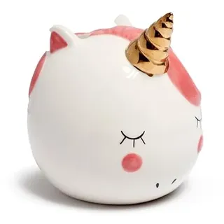 Spardose zum Öffnen für Kinder aus Keramik – Weiß – Einhorn – Regenbogen verzaubert