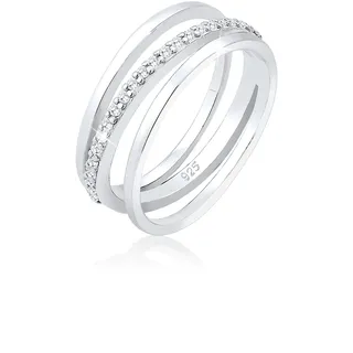 Elli PREMIUM Ring Damen, Bandring Kreuz mit Zirkonia Kristallen in 925 Sterling Silber"