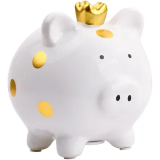 Sparschwein Keramik Weiß, Sparbüchse Schwein, Spardose Erwachsene Kinder, Glücksschwein Spardose Hochzeit Geburtstag Weihnachten Neujahr Gechenkidee