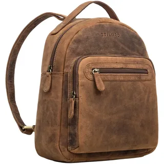 STILORD 'Kima' Vintage Rucksack Damen klein Leder Cityrucksack Frau Rucksack-Handtasche Mini Tagesrucksack Daypack Damenrucksack Echtleder, Farbe:torino - braun