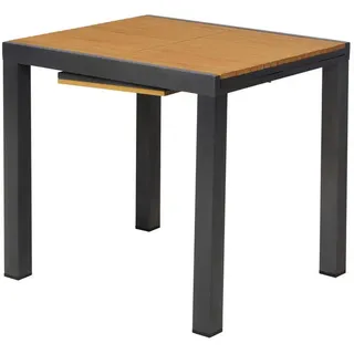 Gardenson Balkontisch , Graphitfarben, Naturfarben , Metall, Kunststoff , rechteckig , 70x75x80-120 cm , ausziehbar , Gartenmöbel, Gartentische, Klapptische