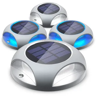 Siedinlar Solar Bodenleuchten Solarlampen für Außen Solarlampen Gartenleuchten LED Licht Wasserdichte für Rasen Einfahrt Gehweg Terrasse Garten 4 Stück (Kühl Weiß/Blau)