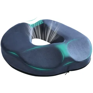 Blomise Donut Sitzkissen aus Memory Foam, Ergonomisches Ringkissen für Bürostuhl und Auto, Hochdichter Schaum mit Waschbarem Bezug, rutschfeste Unterseite, 45 x 35 x 7 cm