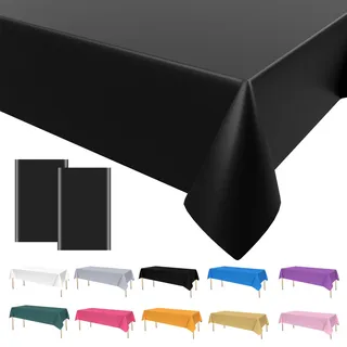 2PCS Schwarze Party Tischdecke, Einweg Kunststoff Wasserdicht Plastik Bierbank Tischdecke für Geburtstag Dekorationen, Jungen Mädchen 137 * 274cm