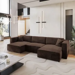 masseno Ecksofa SARMO M Polyester 3-Sitzer Braun