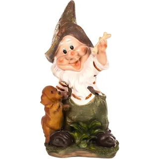 Birendy RIESIGER Zwerg, Gartenzwerg XXL Gartenwichtel NF13102 Groß 41cm Gartenfigur (11020-4-Hund)