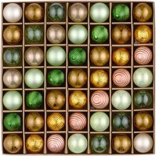 Valery Madelyn Weihnachtskugeln, 49 Stück 3cm Bruchsichere Christbaumkugeln Weihnachtskugel, Christbaumschmuck mit Aufhänger(Rosa Grün Gold)