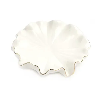 Seifenschale aus Keramik, selbstentleerend, weißer Lotusblatt-Seifenhalter, Wasserfall-Seifenschale für Barseife, für Badezimmer, Dusche, Bartheke