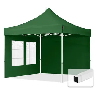 TOOLPORT Faltpavillon 3 x 3 m inkl. 2 Seitenteile Dunkelgrün