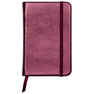 Clairefontaine 400096C Notizbuch (mit Perlmutt-Effekt mit festem Deckel aus Leder, DIN A6, 10,5 x 14,8cm, 72 Blatt, blanko, Gummizugverschluß, Lesezeichen) 1 Stück kirschrot