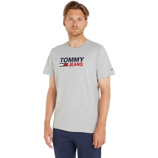 Tommy Jeans Tjm Reg Corp Logo Tee Kurzarm T-Shirts, Herren, Grau (Lt Grey Htr), Xs