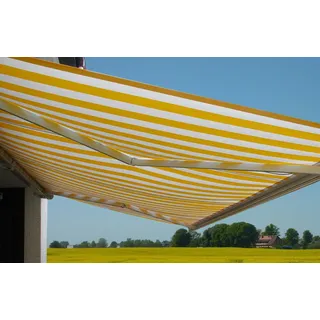 Elektrische Kassettenmarkise T124, Markise Vollkassette 5x3m ~ Acryl Gelb/Weiß