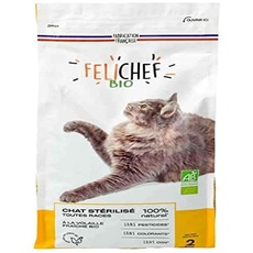Félichef - Trockenfutter für Katzen, sterilisiert für alle Rassen – Bio-Alleinfuttermittel reich an Geflügel, Reis und grünem Gemüse – 2 kg