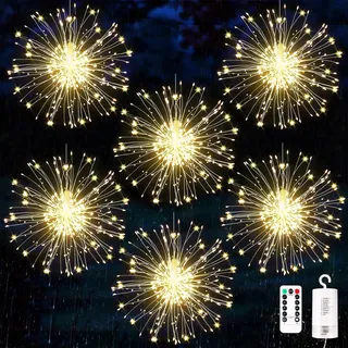 KIKILIVE Feuerwerk Lichterketten feuerwerk Lichter Feuerwerk LED Licht Kupferdraht Feuerwerk Lichter Weihnachten Feuerwerk Zeichenfolge 8 Modi wasserdicht mit Fernbedienung 6 Stück