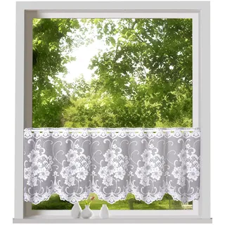 Scheibengardine WECKBRODT "Mantua" Gr. 4, weiß, B:150cm H:50cm, Jacquard, Polyester, Gardinen, Scheibengardine, Bistro, Jacquard, strukturiert, floral, geblümt, Gardine, Store