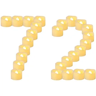 Yakpo 72 Stück 3,8 cm x 3 cm große Teelichter, batteriebetrieben, flammenlos, flackernd, gefälschte LED-Votiv-Teelichter, große Menge für Hochzeit, Zuhause, Party, Urlaub, Halloween-Dekorationen