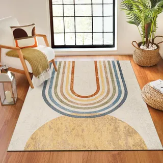 livabliss "OZU", rechteckig 5 mm Höhe Maschinenwaschbar, Boho Kurzflor Wohnzimmerteppich, Schlafzimmer,