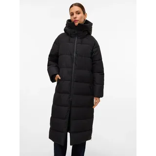 Steppmantel VERO MODA "VMELANOR LAURIE LONG COAT WRP GA BOO", Damen, Gr. S, schwarz, Steppware, Obermaterial: 100% Polyester, unifarben, regular fit kniebedeckend, Rippbündchen, Mäntel Steppmantel