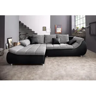 INOSIGN Ecksofa »Imola, bequem, aktuelle Steppung im Sitz, L-Form, Breite 270cm« wahlweise mit Bettfunktion, schwarz