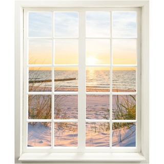 Wandtattoo - Fenster mit Aussicht ''Düne und Meer'' 83 x 100 cm Wandaufkleber Wandsticker