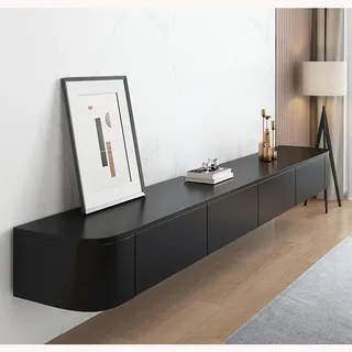 HYANXUE TV-Schrank, hängend, TV-Wandregale mit Tür, Multimedia-Konsole, große Aufbewahrung unter dem Fernseher (schwarz, 280 cm)