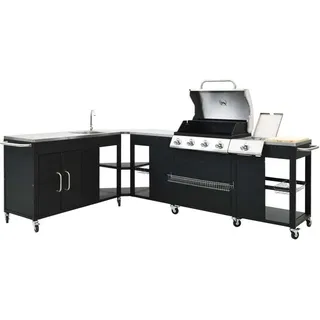 vidaXL Gasgrill-Set 4+1 HOEK DE & AT Modell - Schwarz