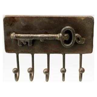 Schlüsselleiste mit 5 Haken aus Metall im Vintage-Stil in Rostfarbe