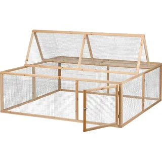 4-eckiges Freilaufgehege aus Holz aufklappbar 148 x 148 x 50 cm