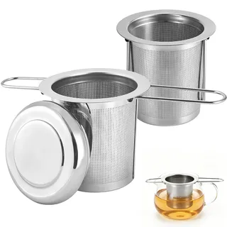 elalove Teesieb für Losen Tee, Edelstahl 304 Teefilter mit Klappgriff und Deckel, Feinmaschiges Teesieb für Tassen, Teekannen und Thermobecher, Tee Zubehör