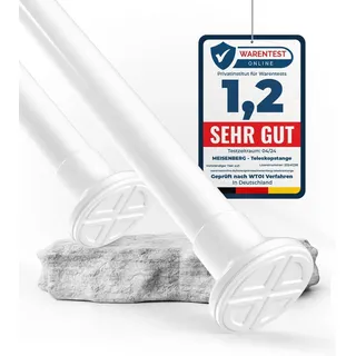 MEISENBERG Gardinenstange ohne Bohren 260-310cm, Ø32mm - Teleskopstangen | Werkzeuglose Montage, Rostfrei & Rutschfest - Spannstange für Fenster, Tür, Bad, Dusche, Schrank, Balkon, Trennwand, Weiß