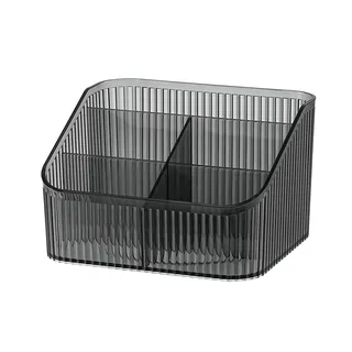 DASITON Make up Organizer,Kosmetik Organizer mit 5 Fächern,Acryl Kosmetik Aufbewahrung mit Großer Kapazität,Schminktisch Organizer für Pinsel,Eyeliners,Lippenstift und Skincare(Schwarz L)