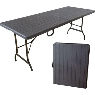 Gartentisch in Holzoptik schwarz, Klapptisch 180 x 75 cm, Buffettisch bis 150 kg belastbar - Schwarz