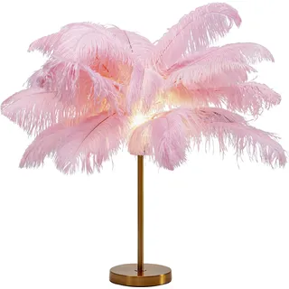 Kare Design Tischlampe Feather Palm Rosa, Schreibtischlampe, Desk Lamp, Nachttischlampe, Dekoleuchte, Leuchtmittel nicht inklusiv, Tischleuchte, Palmen Motiv, Federn, 60x50x50cm