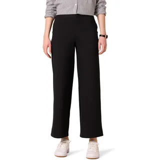 Amazon Essentials Damen Cropped-Hose zum Hineinschlüpfen, weites Bein, Schwarz, Größe S