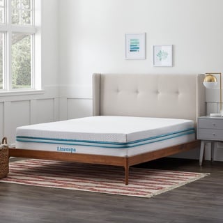 Linenspa Matratzenauflage aus Memory-Schaum, 10 cm, mit Bezug mit Reißverschluss, Matratzenauflage für europäisches Kingsize-Bett (160 x 200 cm), Weiß