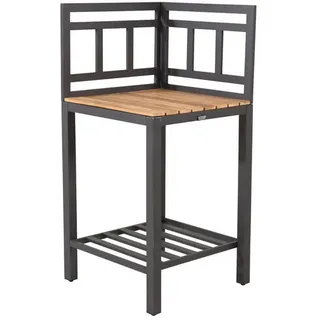 Gardenson Outdoorküche , Schwarz, Teakfarben , Holz, Metall , Teakholz , 60x127x60 cm , Gartenmöbel, Outdoor Küchen