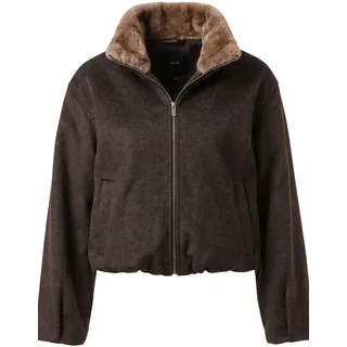 Outdoorjacke ZERO "Casual-Jacke mit Kunstfellkragen", Damen, Gr. 38, braun (schwarz braun melange), Obermaterial: 83% Polyester PES. 9% Polyacryl PAN. 8% Viskose CV., Jacken Outdoorjacke