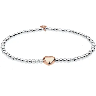 Elli Armband Damen Herz Liebe Kugeln Bi-Color in 925 Sterling Silber