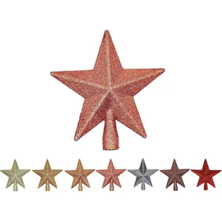 Bambelaa! Weihnachtsbaumspitze Christbaum Dekoration Weihnachten Ornament Glitzernd Stern Größe Ca. 18 cm Rosé Gold