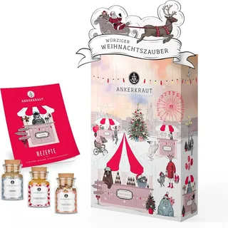 Ankerkraut Premium Adventskalender, der Klassiker Kalender | 24 Gewürz-Überraschungen für die Weihnachtszeit | 1,7 kg Gewürze als Geschenk für Frauen, Männer und Div. | Hingucker für zu Hause