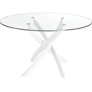 Angel Cerdá Esstisch runde gehärtetes Glas aus weißer Stahl 1138-Ø130