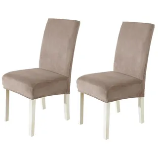 Stuhlhussen Samt 2er Set Khaki Stretch Waschbar für Hochlehner & Schwingstuhl