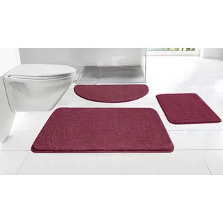 Badematte OTTO HOME "Regona, Badteppich, Badvorleger, Badezimmer Teppich" Gr. 5, rot (bordeaux), H:15mm, Polyester, Badematten, Badematte, Uni Farben, besonders weich, als rechteckig und halbrund erhältlich