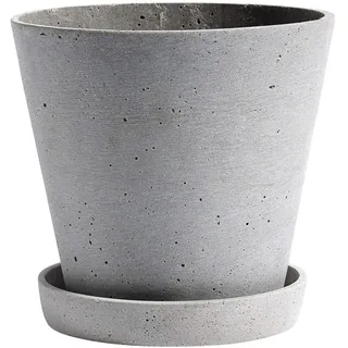 HAY Flowerpot Pflanztopf m. Untersetzer, Polystone, Grau, 14 x 14 x 13,5 cm