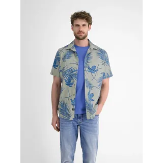 Kurzarmhemd LERROS "Kurzärmeliges Herrenhemd, Hawaiian-Style", Herren, Gr. S, Normalgrößen, tinted grau, 100% Baumwolle, Hemden Kurzarmhemd
