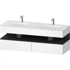 Duravit Qatego Einbauwaschtisch mit Konsolenwaschtischunterbau, 1600x550x600mm, Nische Graphit Supermatt, Doppelwaschtisch, QA4797080, Farbe: Weiß Matt