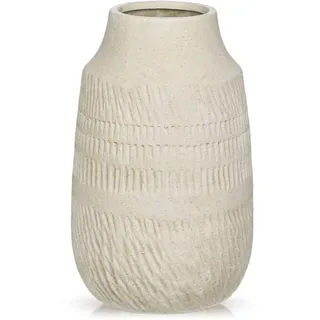 Briful 23 cm kleine Keramikvase für Blumen - 9 Zoll handgefertigte schlanke beige Blumenvase im Boho-Nordic-Stil, dekorative Vasen für Wohnzimmer, Regal, Couchtisch oder Flur